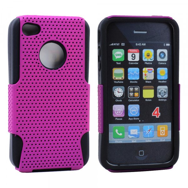 Wholesale iPhone 4 4S Mesh Hybrid Case (Purple-Black)